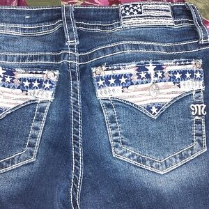 Miss Me Blue Jeans with Flag Accents